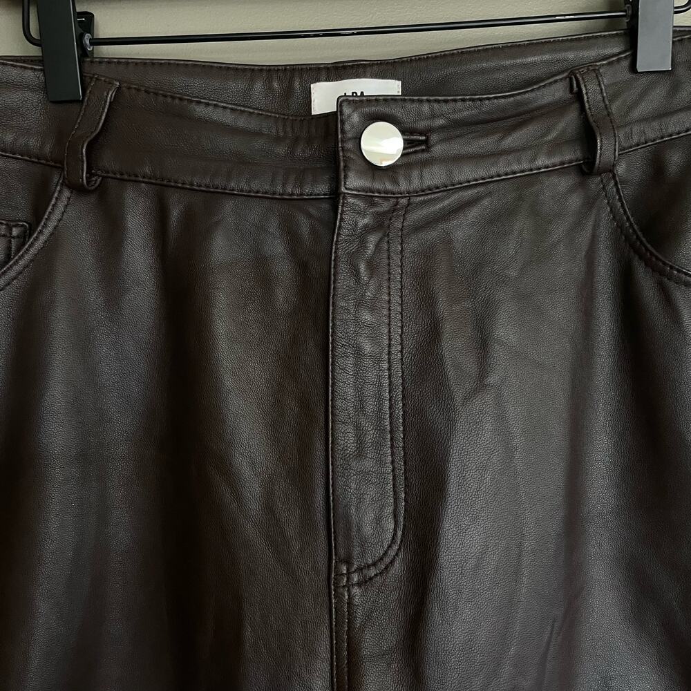 LPA Leather Pant 417 in Brown‎ Size XL High Waist Straight Leg 100% Leather Sexy - Picture 6 of 16
